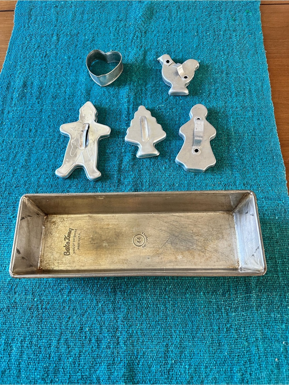 Vintage Bake King Bread Pan and Cookie Cutter Set - Aluminum